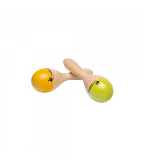 Maracas en bois peint naturel - petit modèle Fuzeau pour enfant de dès 3  ans - Musicakids éveil musical