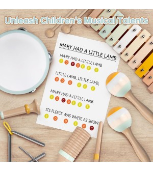 Kit complet petites percussions en bois naturel couleur pastel pour enfants Musicakids jouets éveil musical instument de musique