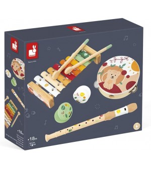 Janod - Set Musical 5 Instruments en Bois Sunshine - Instrument de Musique Enfant - Jouet d'Imitation et d'Ãveil Musical -
