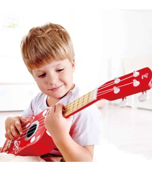 Ukulélé rouge Hape® jouets éveil musical instument de musique