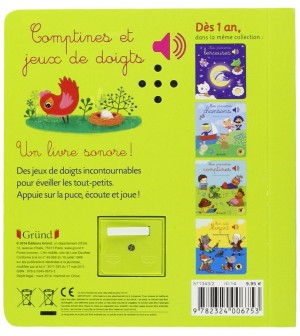 Comptines et jeux de doigts - Livre sonore - 6 comptines