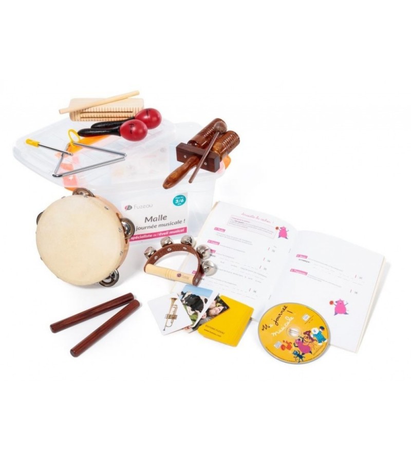 Malle Livre-CD 24 Cartes et 7 instruments de musique - Ma Journée Musicale de chez Fuzeau
