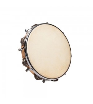 Tambourin peau naturelle 25cm + 18 cymbalettes Fuzeau jouets