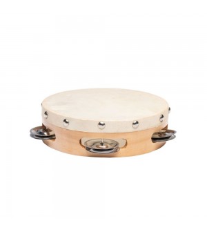 Tambourin peau naturelle 15cm + 8 cymbalettes Fuzeau jouets