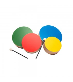 Set de 4 tambours bois couleurs Fuzeau jouets éveil musical