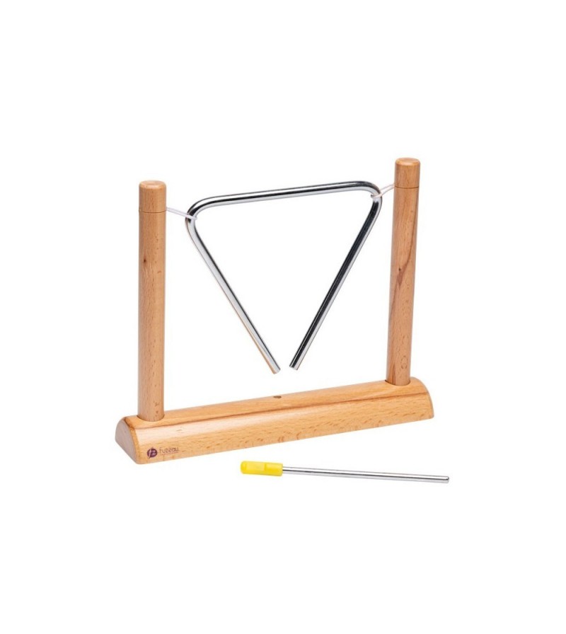 Triangle suspendu sur socle en bois  jouets éveil musical